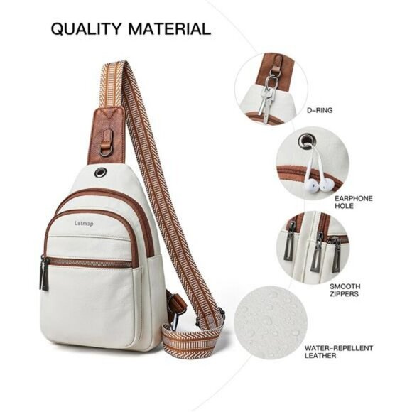 Faux Leather Sling Crossbody Bag Fanny Pack for Women Men Travel Purse Tote main image 7